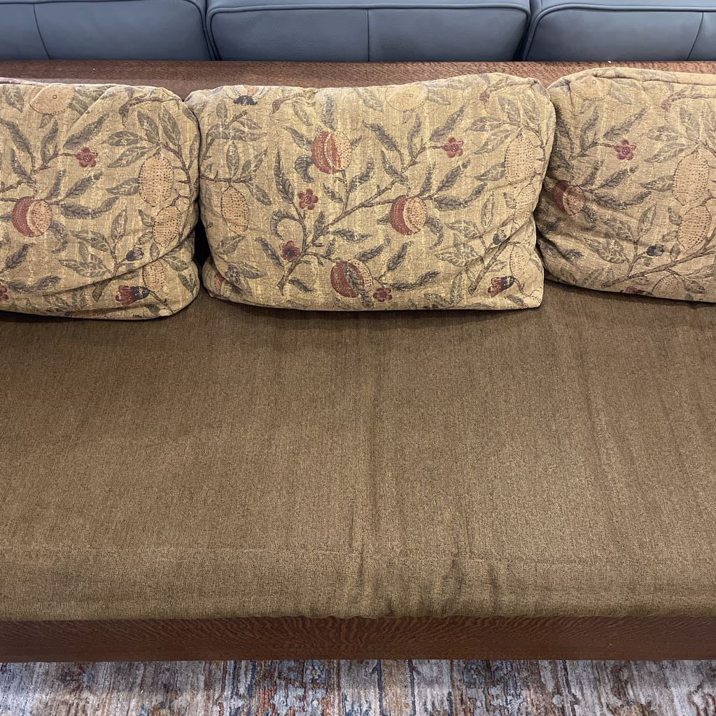 Mission Style Oak Sofa with Fruit Pillows
