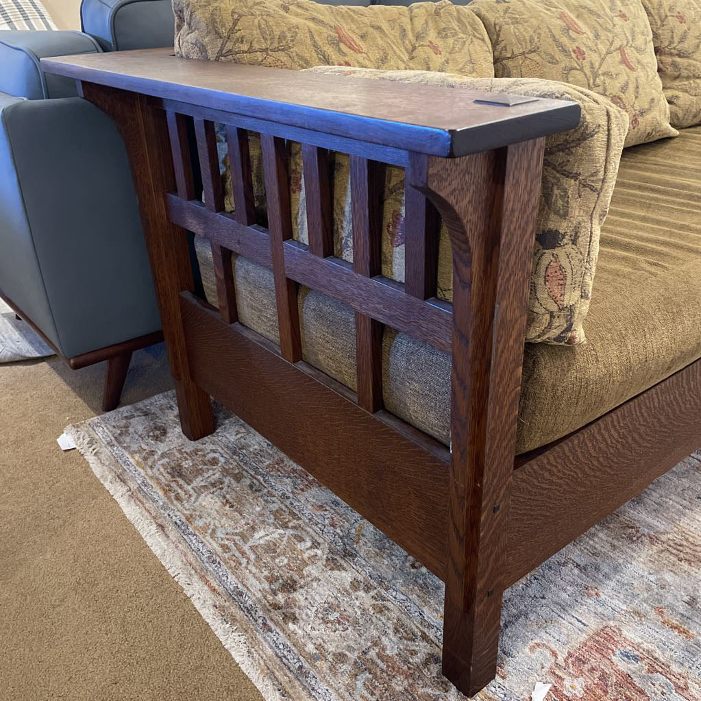 Mission Style Oak Sofa with Fruit Pillows