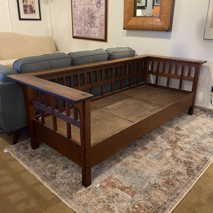 Mission Style Oak Sofa with Fruit Pillows