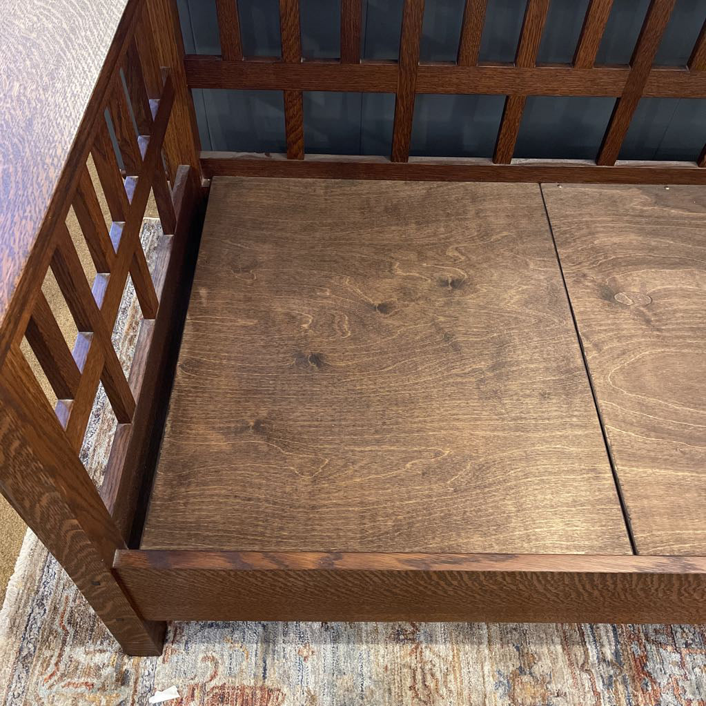 Mission Style Oak Sofa with Fruit Pillows