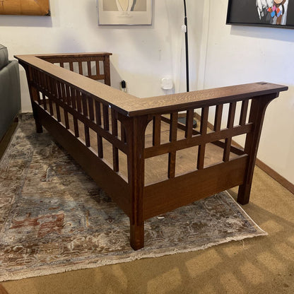 Mission Style Oak Sofa with Fruit Pillows