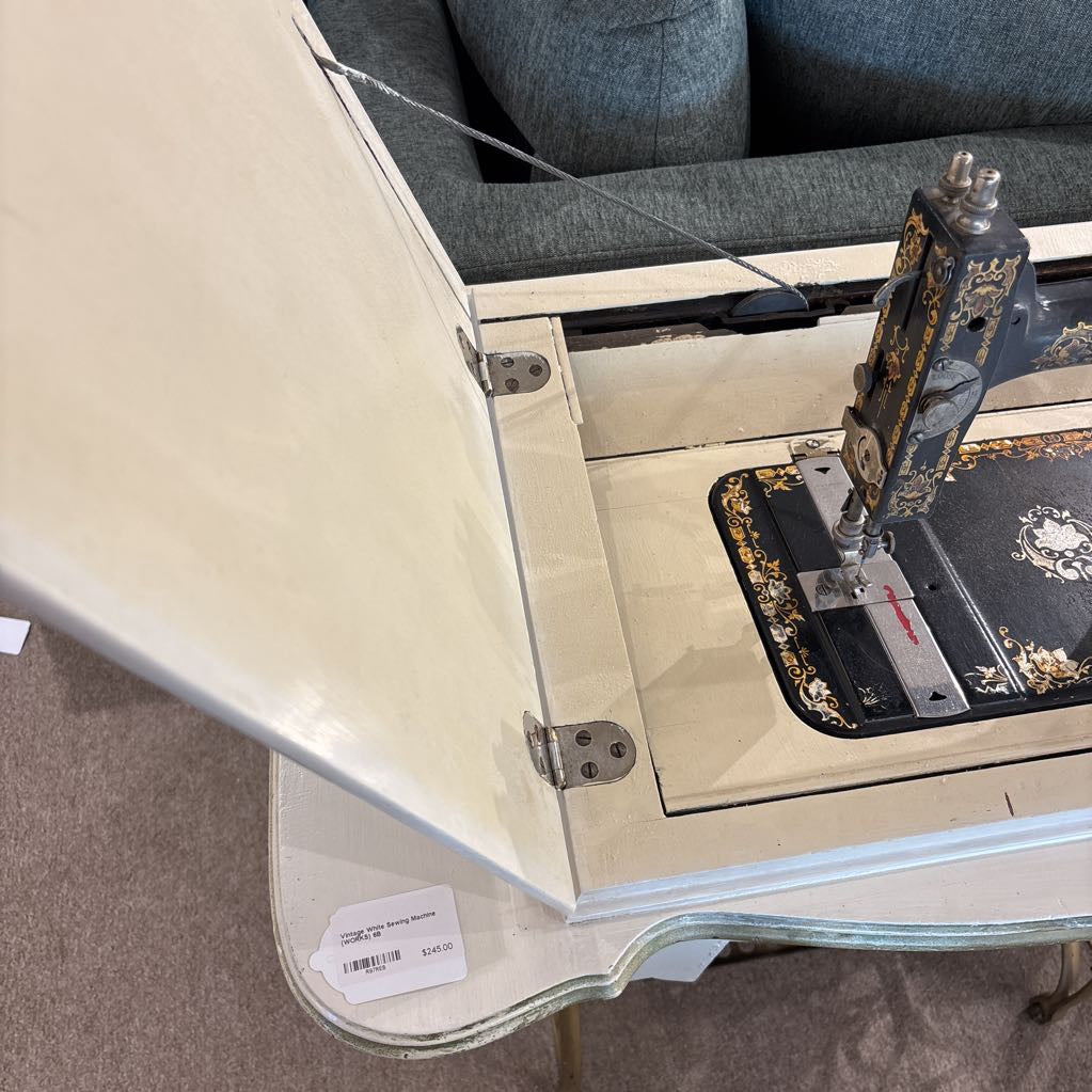 Vintage White Sewing Machine (WORKS) UNIQUE FINDS