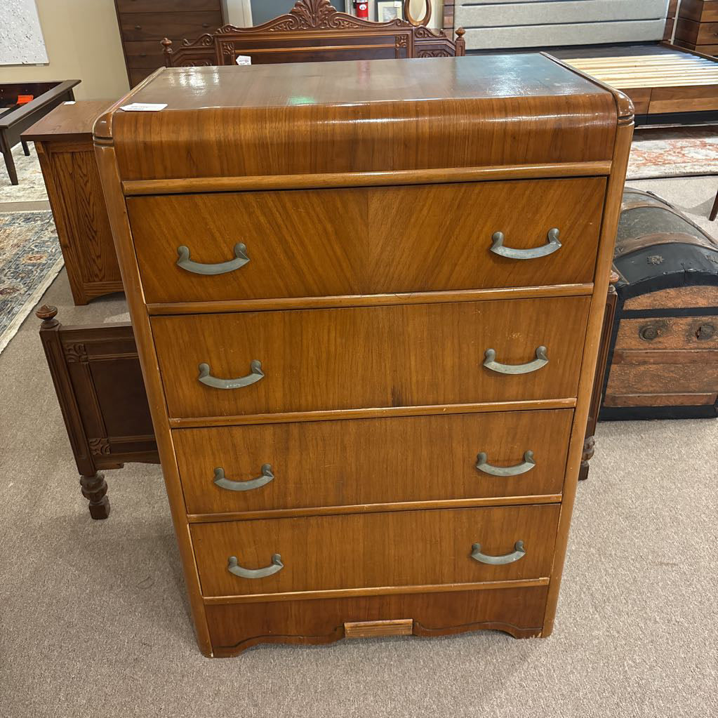 Vintage 4 Drawer Waterfall Highboy (AS IS)