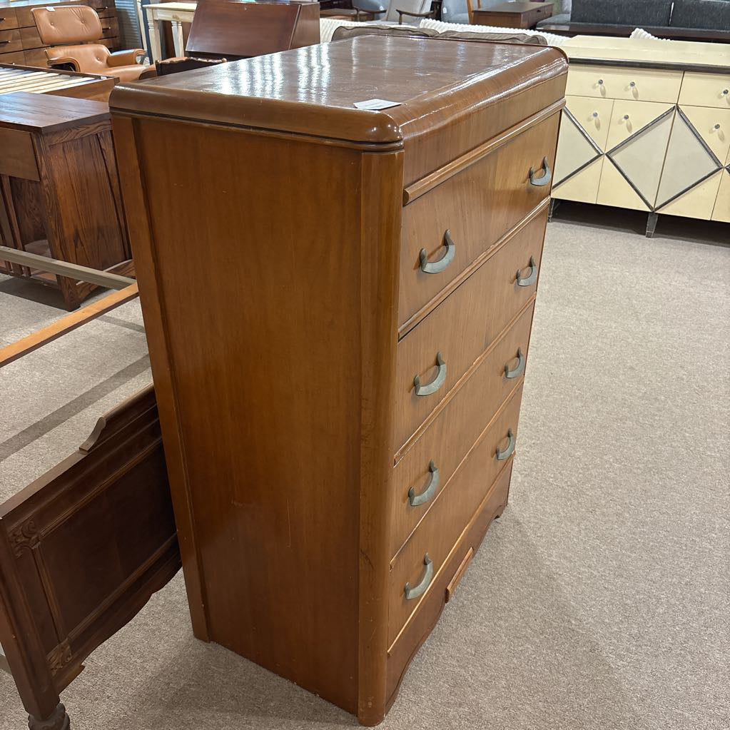 Vintage 4 Drawer Waterfall Highboy (AS IS)