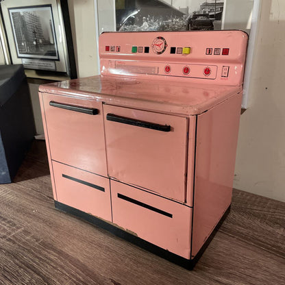 Vintage Pink Metal Play Stove