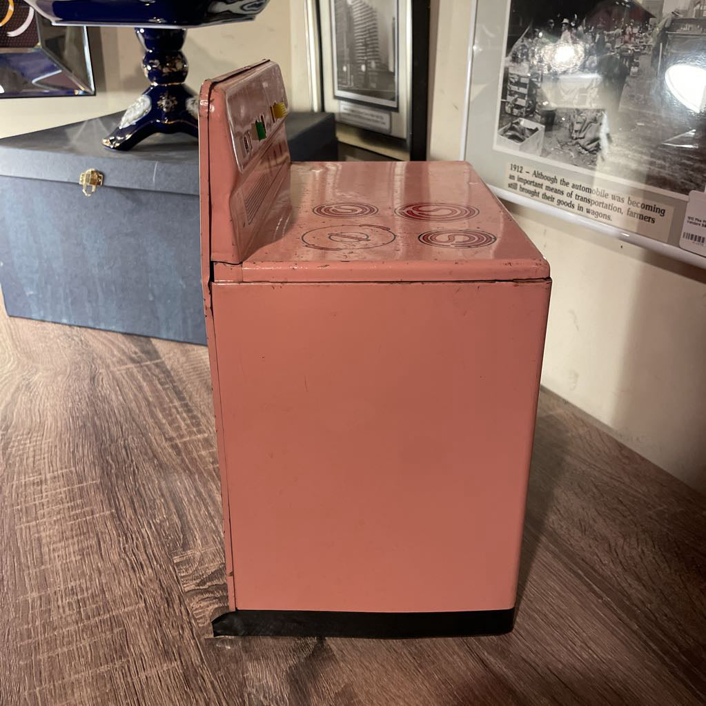 Vintage Pink Metal Play Stove
