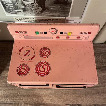 Vintage Pink Metal Play Stove