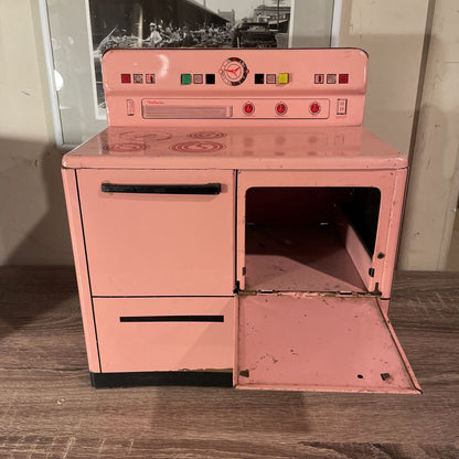 Vintage Pink Metal Play Stove