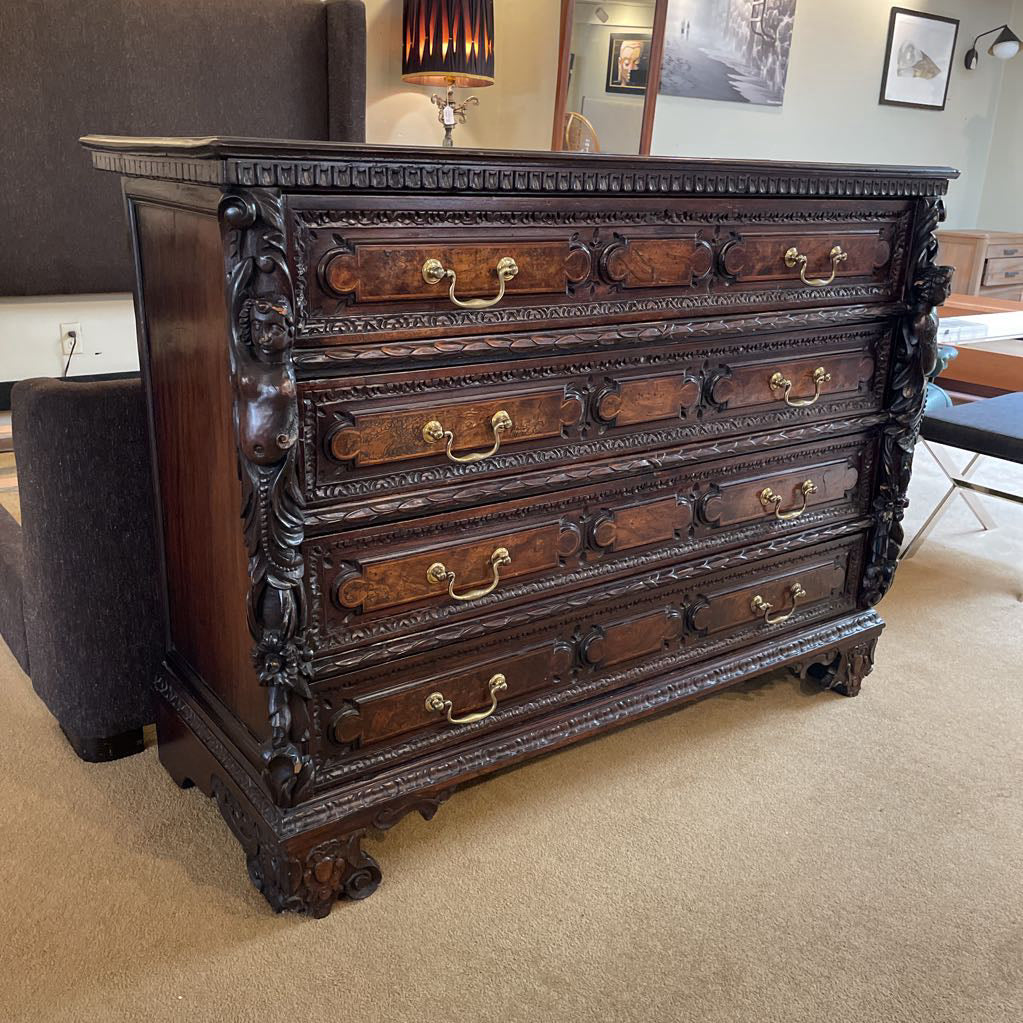 Ornate Victorian Cherub Carved 4 Drawer Dresser C LOWBOYS