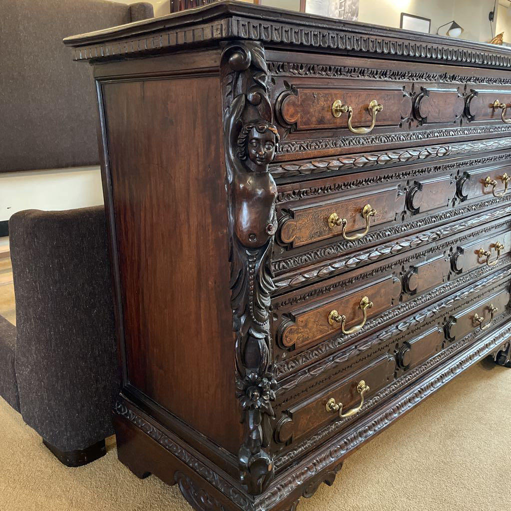 Ornate Victorian Cherub Carved 4 Drawer Dresser