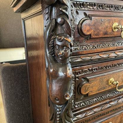 Ornate Victorian Cherub Carved 4 Drawer Dresser