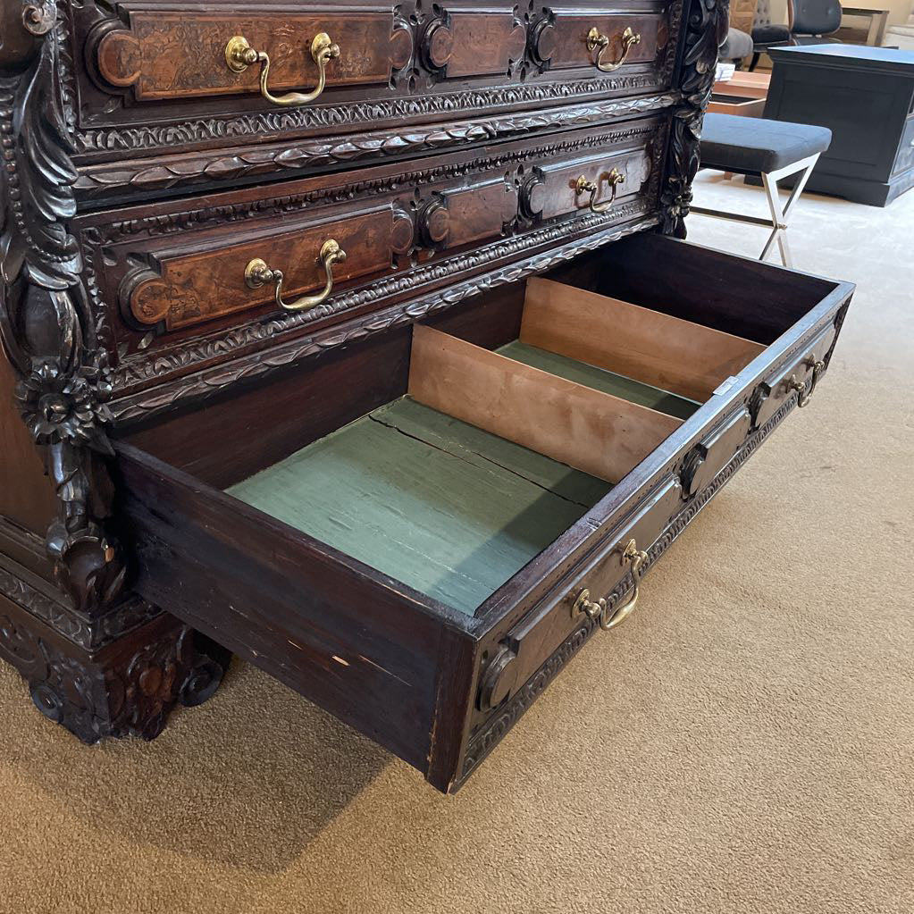 Ornate Victorian Cherub Carved 4 Drawer Dresser