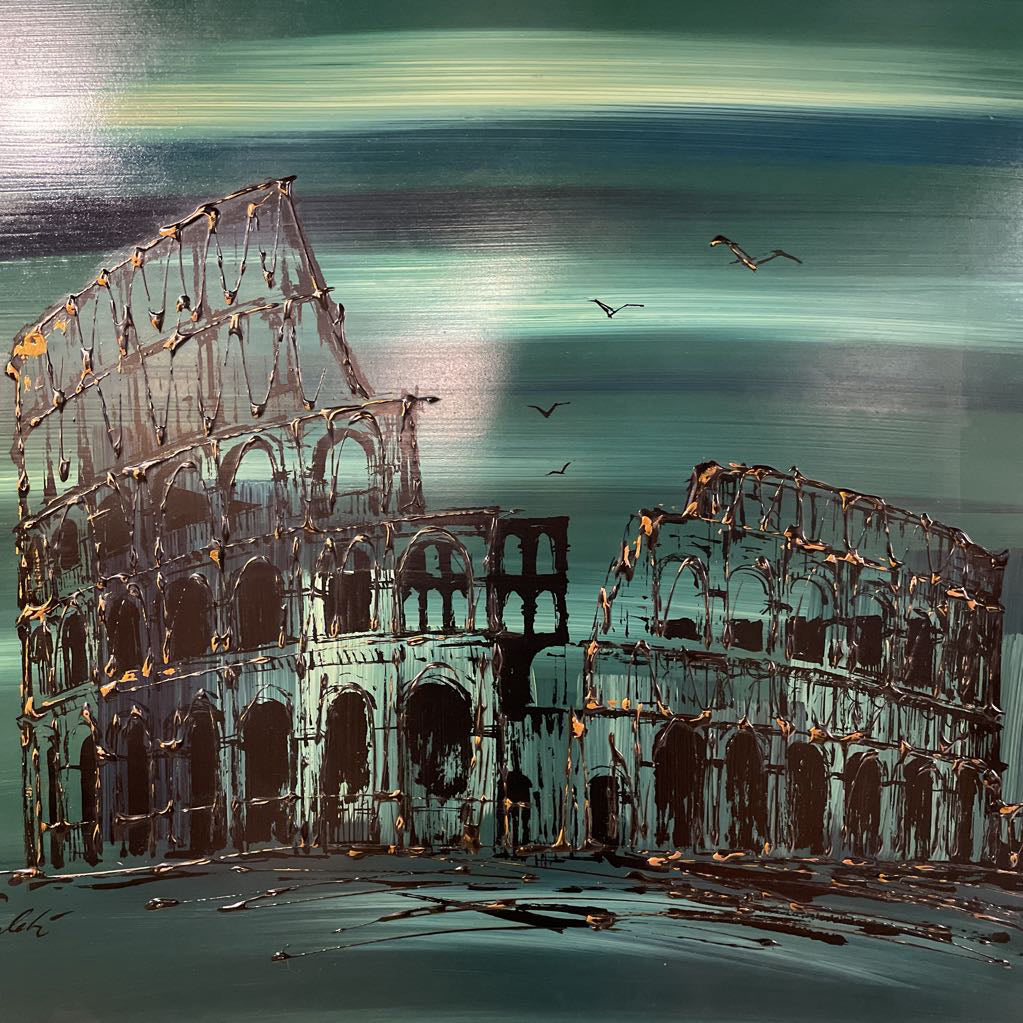 Green Colosseum with Birds Oil Painting