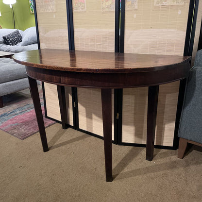 Vintage Dark Wood Crescent Console Table C CONSOLE TABLES