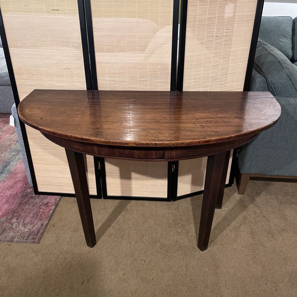 Vintage Dark Wood Crescent Console Table C CONSOLE TABLES