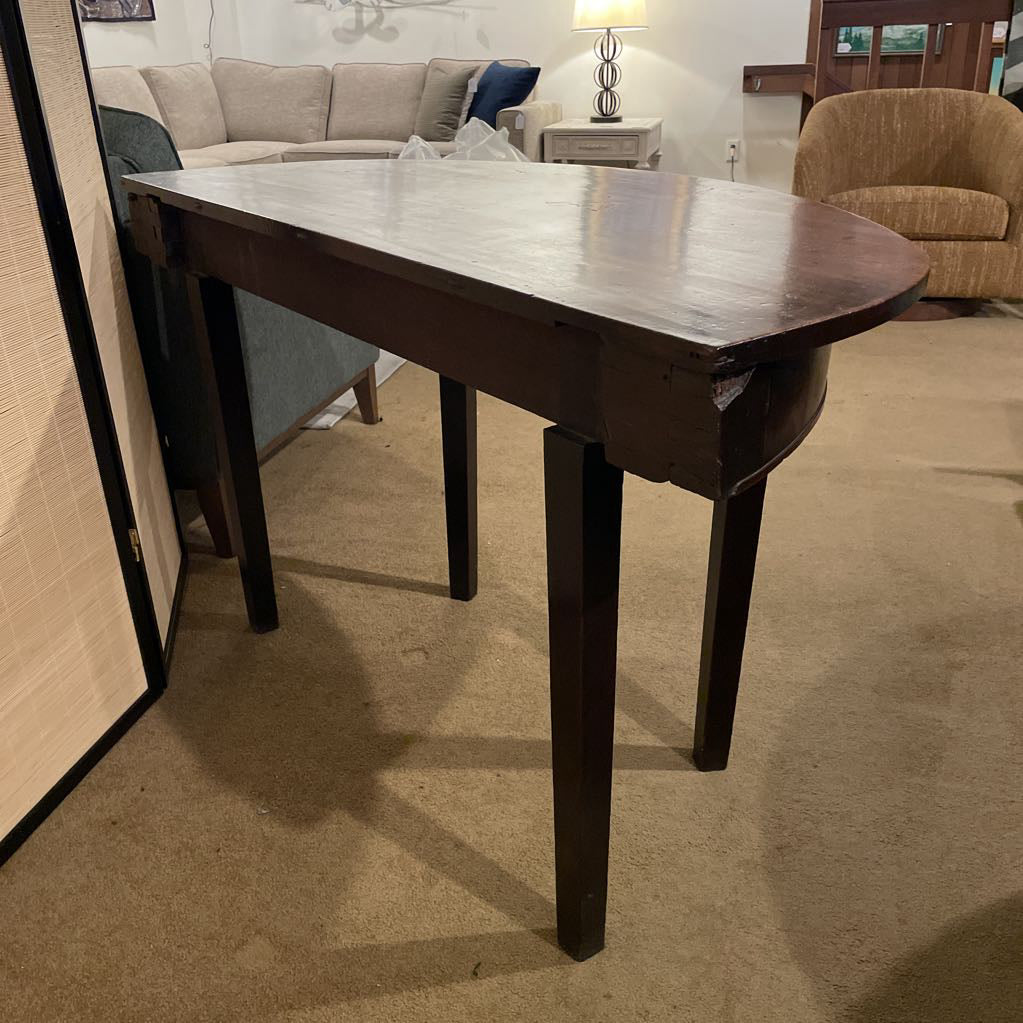 Vintage Dark Wood Crescent Console Table C CONSOLE TABLES