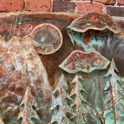 Oxidized Bronze Moose & Ship 3D Metal Light Up Wall Art