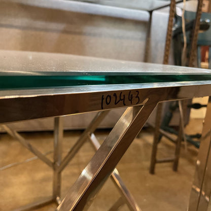Chrome Geometric Base Glass Top End Table