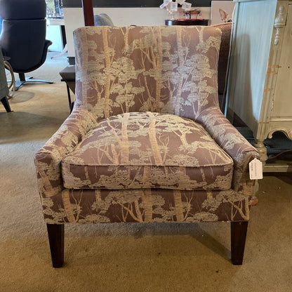 Dark Taupe Forest Upholstery Wooden Leg Accent Chair