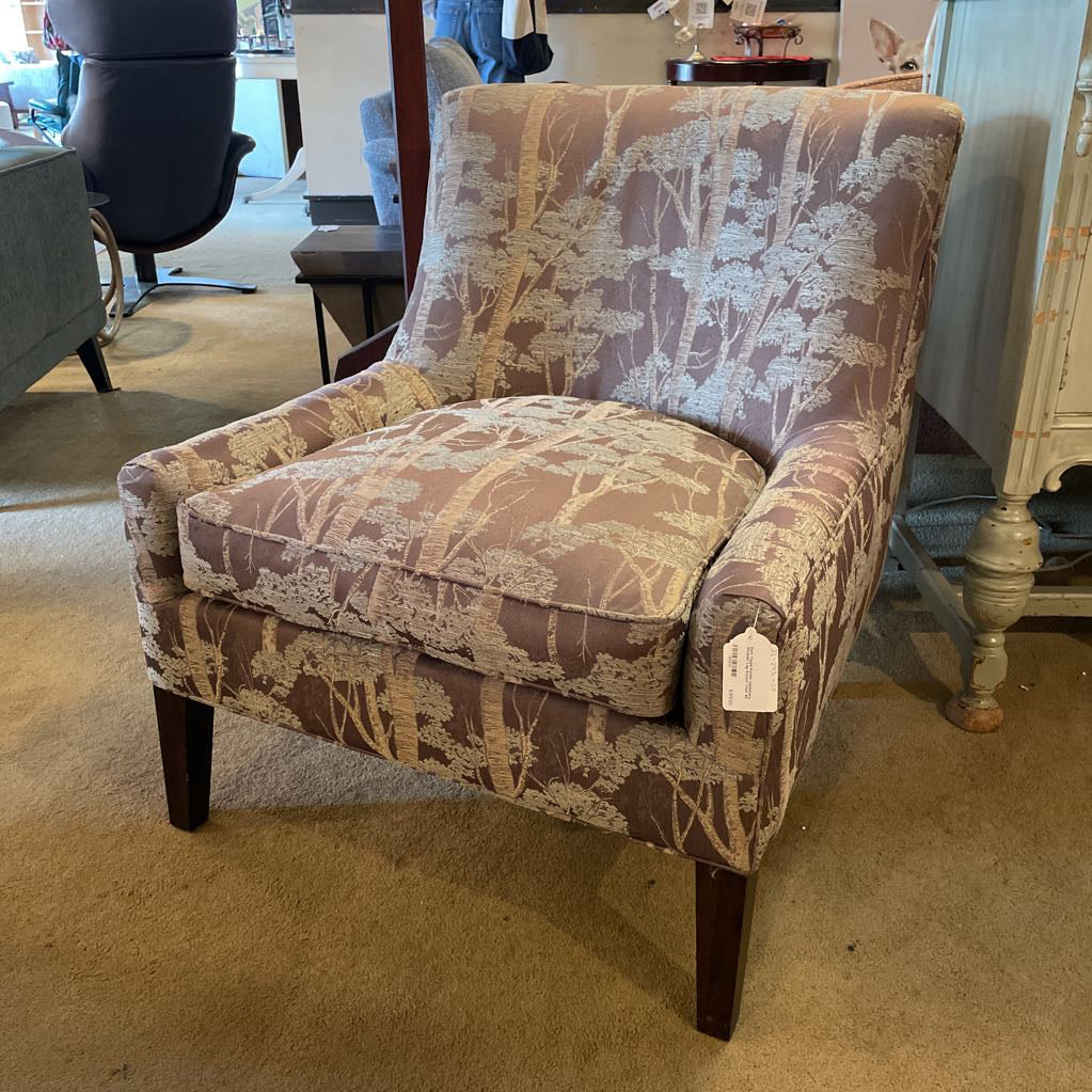 Dark Taupe Forest Upholstery Wooden Leg Accent Chair