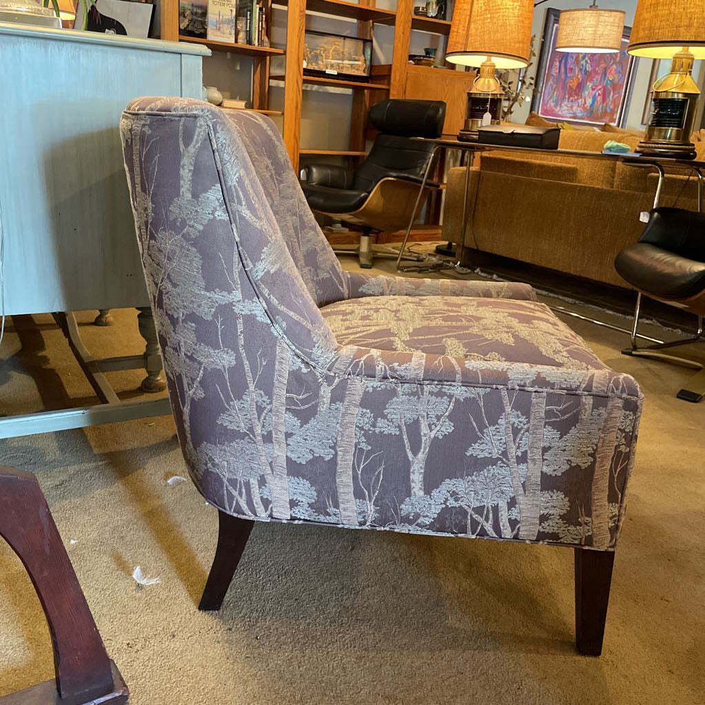 Dark Taupe Forest Upholstery Wooden Leg Accent Chair