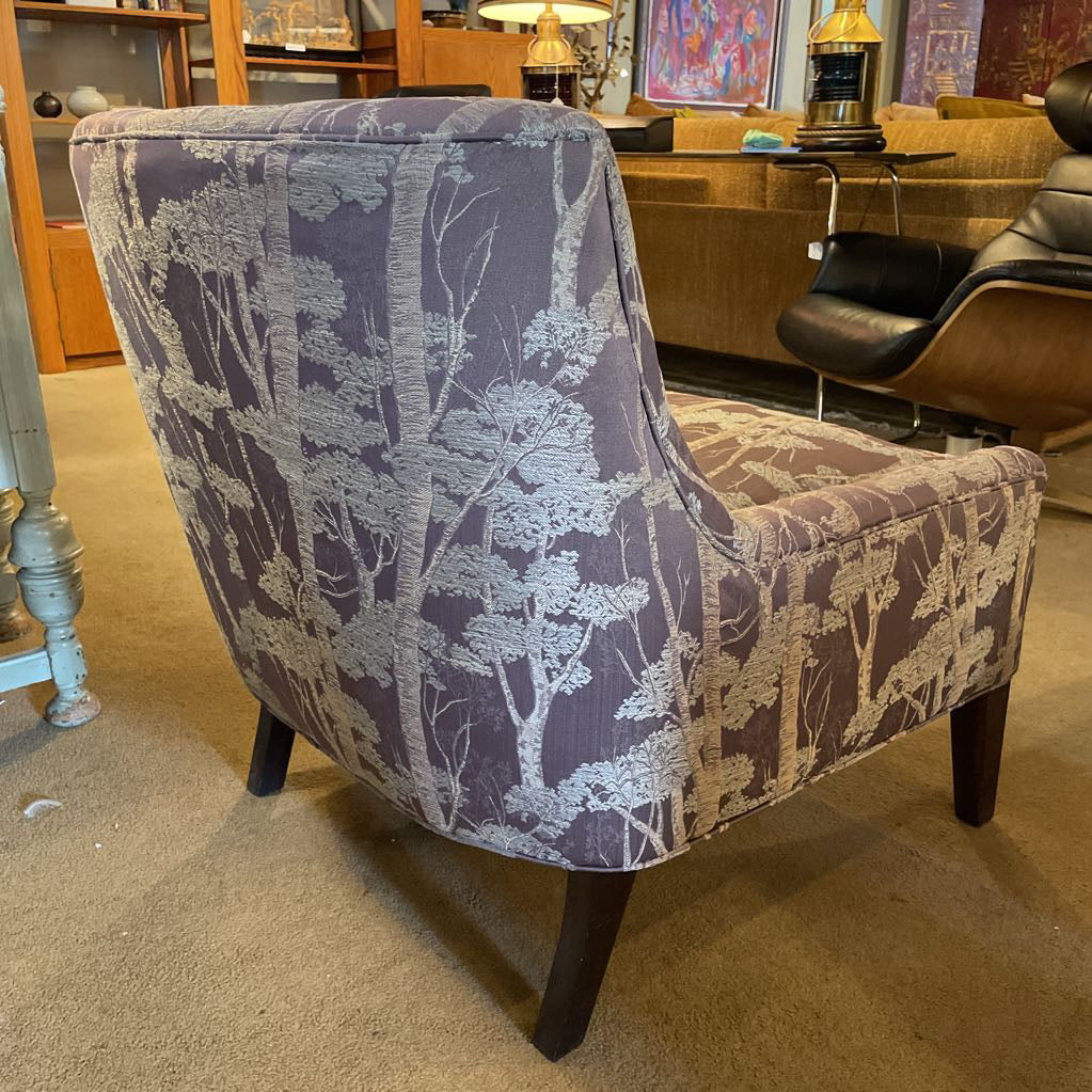 Dark Taupe Forest Upholstery Wooden Leg Accent Chair