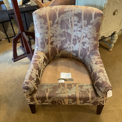Dark Taupe Forest Upholstery Wooden Leg Accent Chair