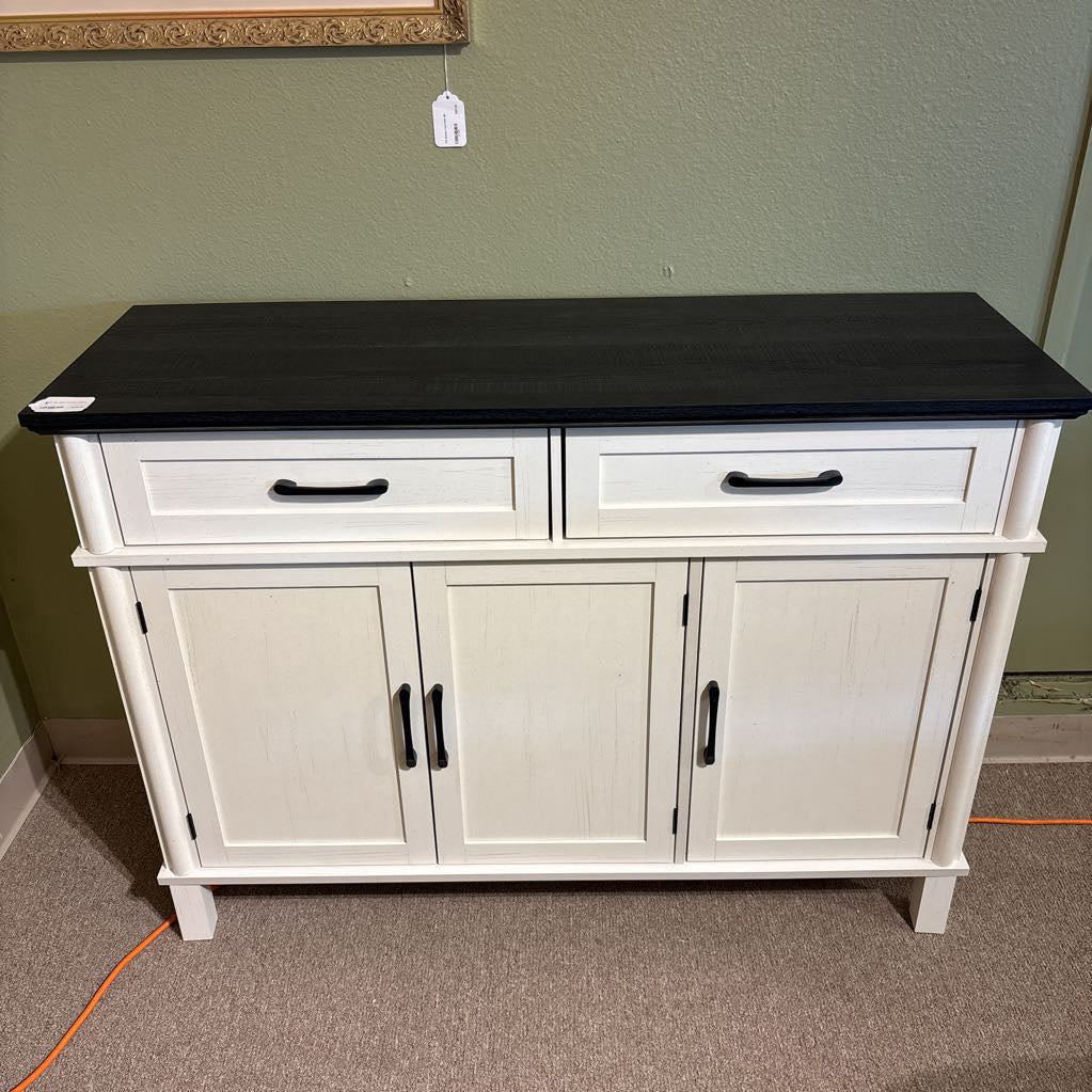 Black Top White Kitchen Cabinet