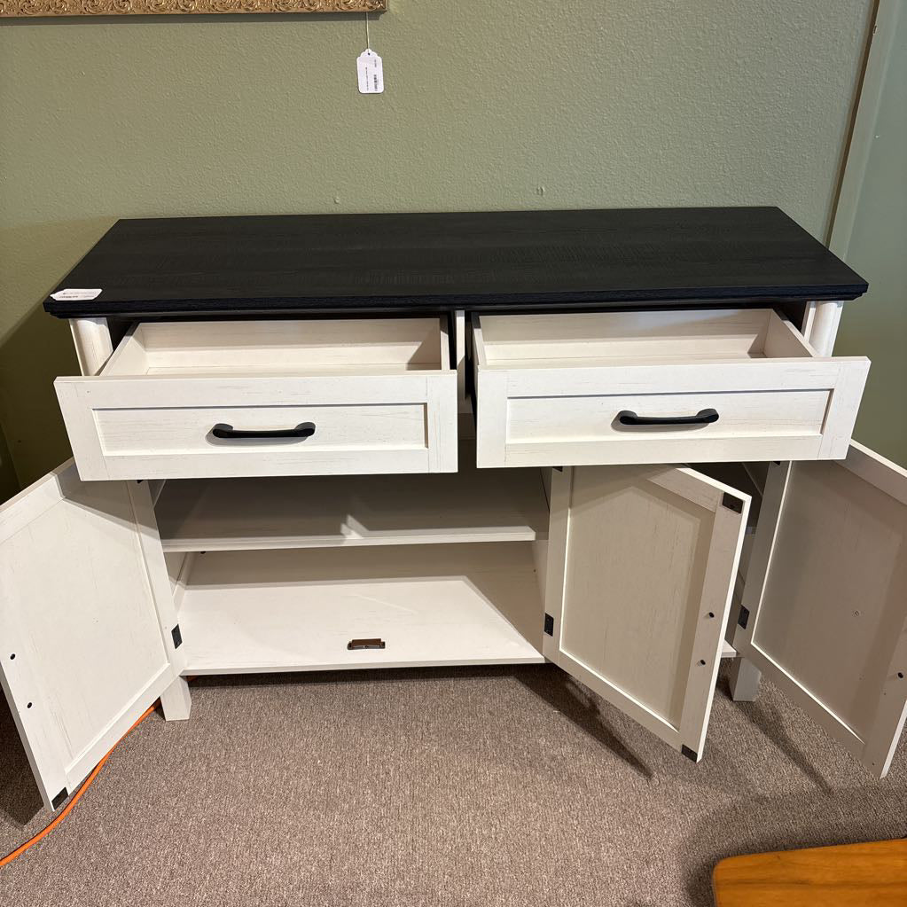 Black Top White Kitchen Cabinet