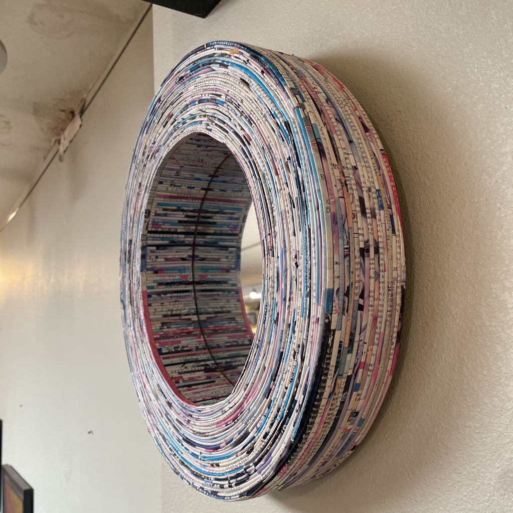 Round Rolled Paper Frame Mirror