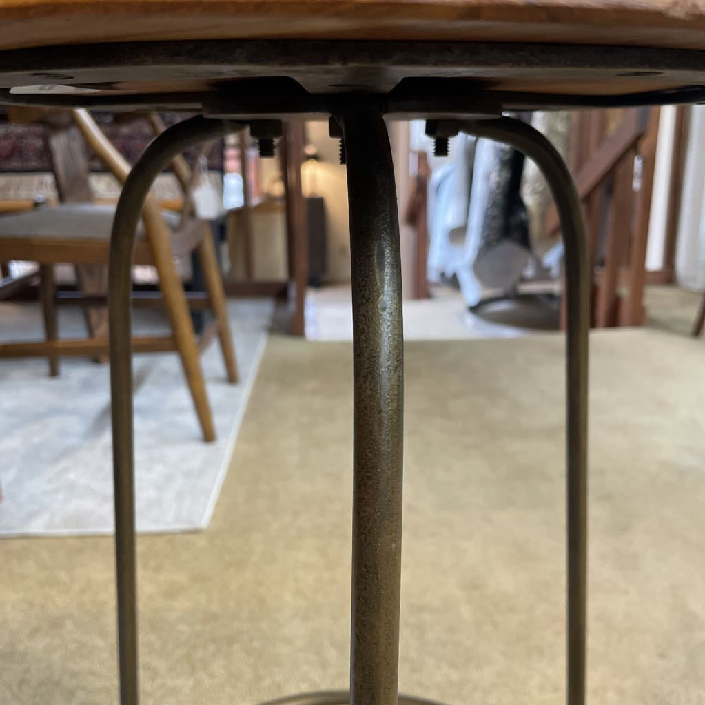 Light Wood w/ Round Metal Frame Base Counter Stool
