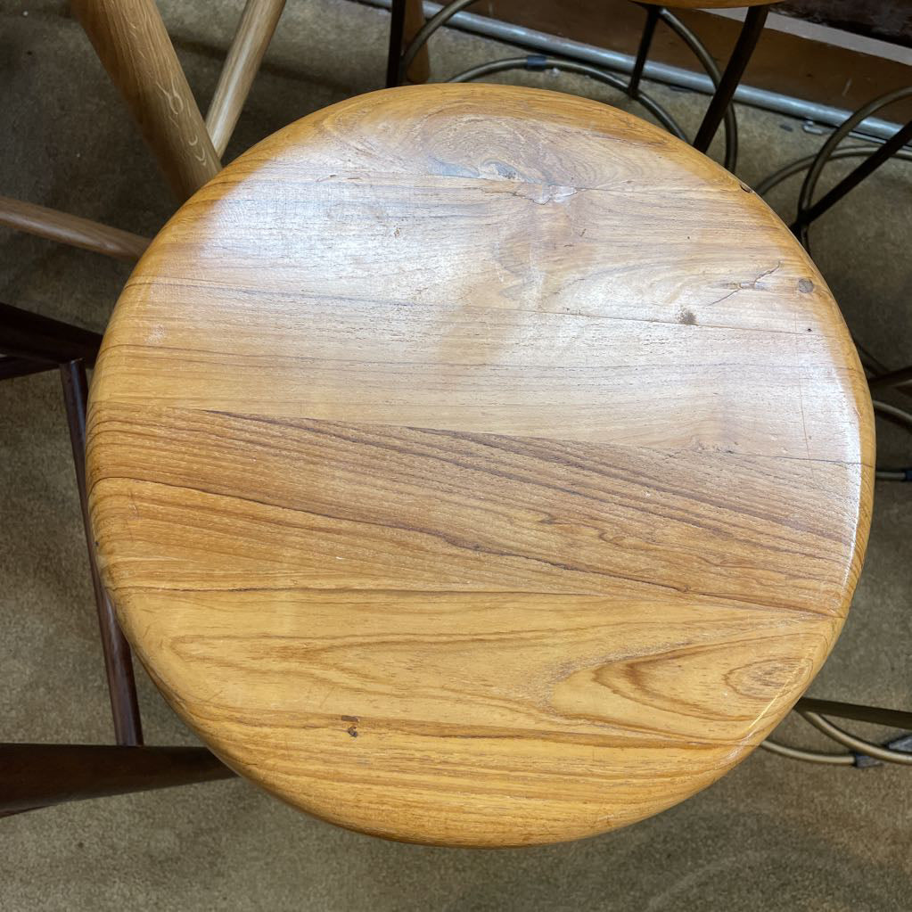 Light Wood w/ Round Metal Frame Base Counter Stool C STOOLS