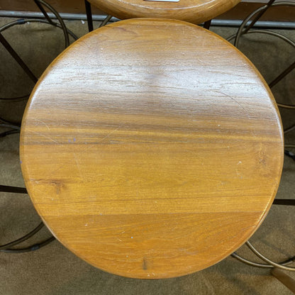 Light Wood w/ Round Metal Frame Base Counter Stool C STOOLS