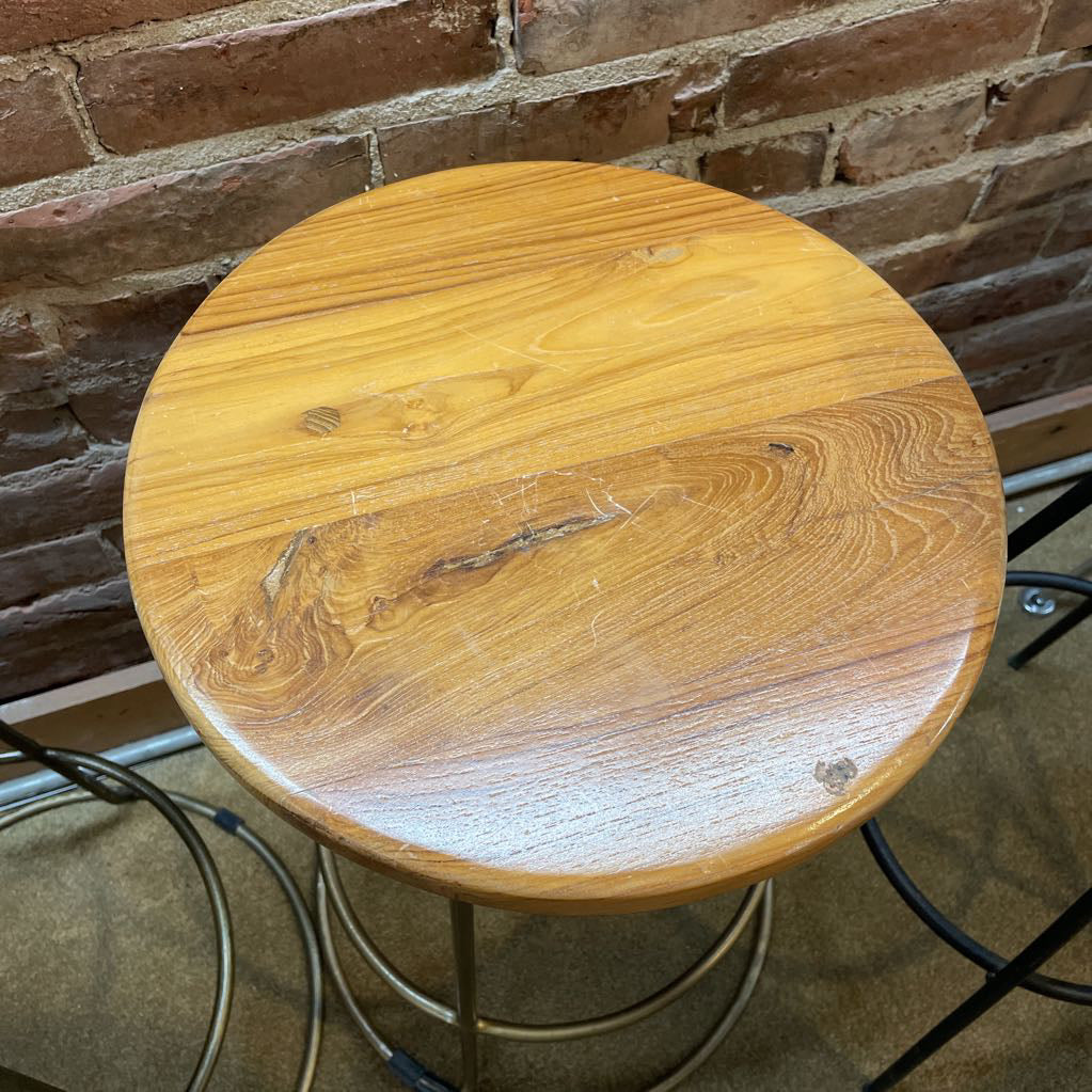 Light Wood w/ Round Metal Frame Base Counter Stool C STOOLS