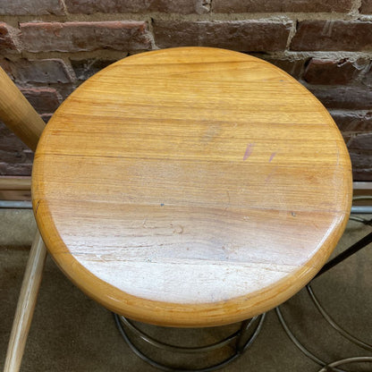 Light Wood w/ Round Metal Frame Base Counter Stool C STOOLS