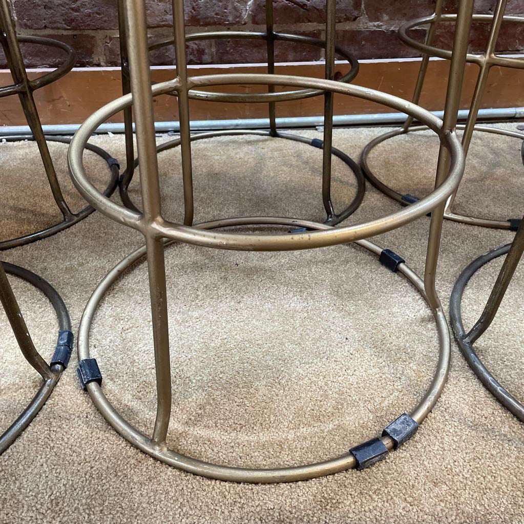 Light Wood w/ Round Metal Frame Base Counter Stool C STOOLS