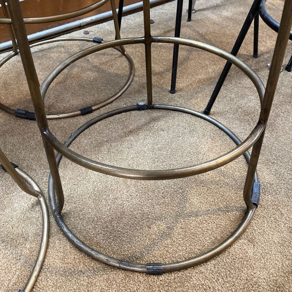 Light Wood w/ Round Metal Frame Base Counter Stool C STOOLS