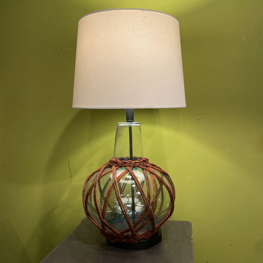 Blue Glass base with Brown String Detail Lamp LAMPS