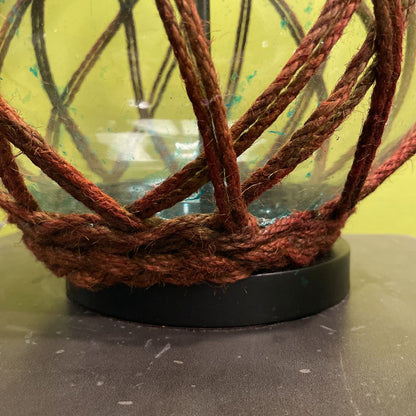 Blue Glass base with Brown String Detail Lamp
