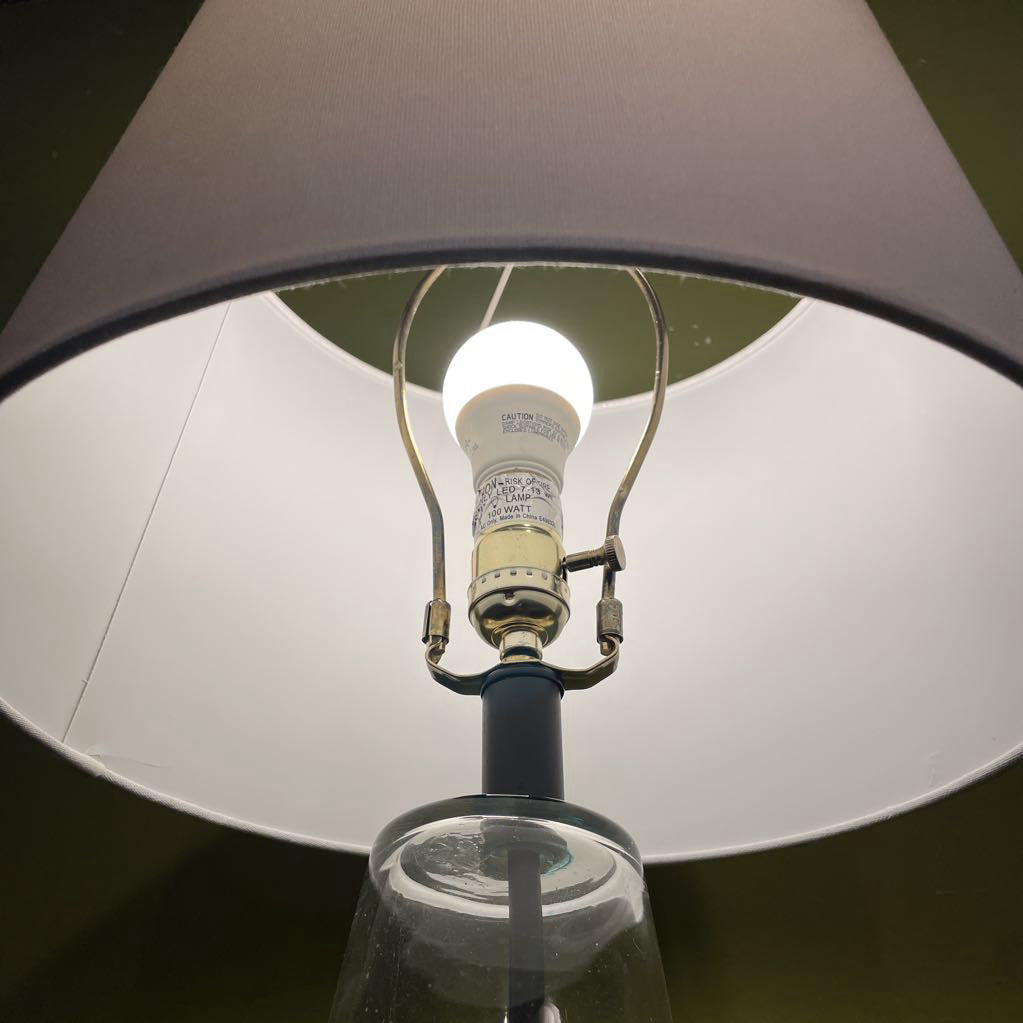 Blue Glass base with Brown String Detail Lamp
