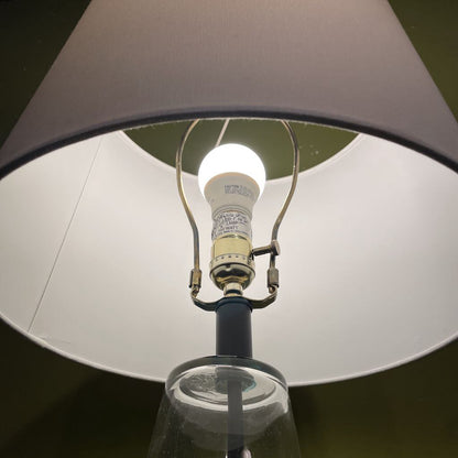 Blue Glass base with Brown String Detail Lamp