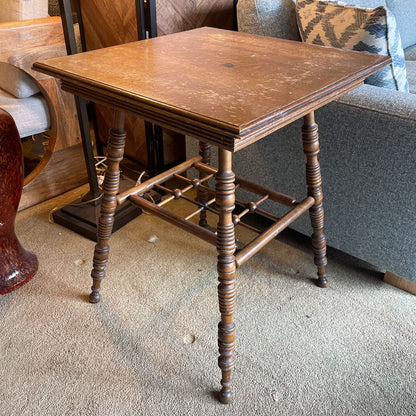 Carved 4 Leg Oak Side Table