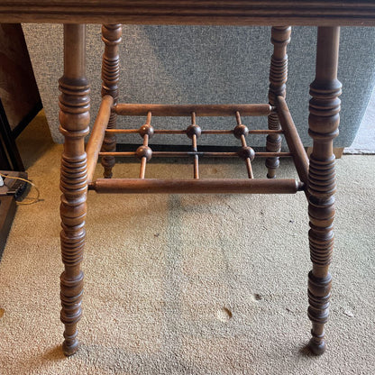 Carved 4 Leg Oak Side Table