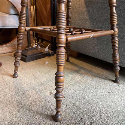 Carved 4 Leg Oak Side Table
