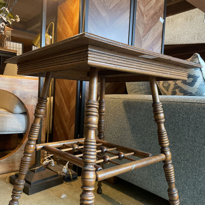 Carved 4 Leg Oak Side Table