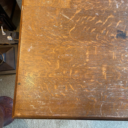 Carved 4 Leg Oak Side Table
