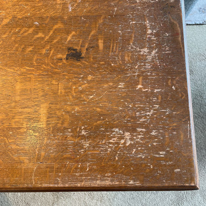 Carved 4 Leg Oak Side Table