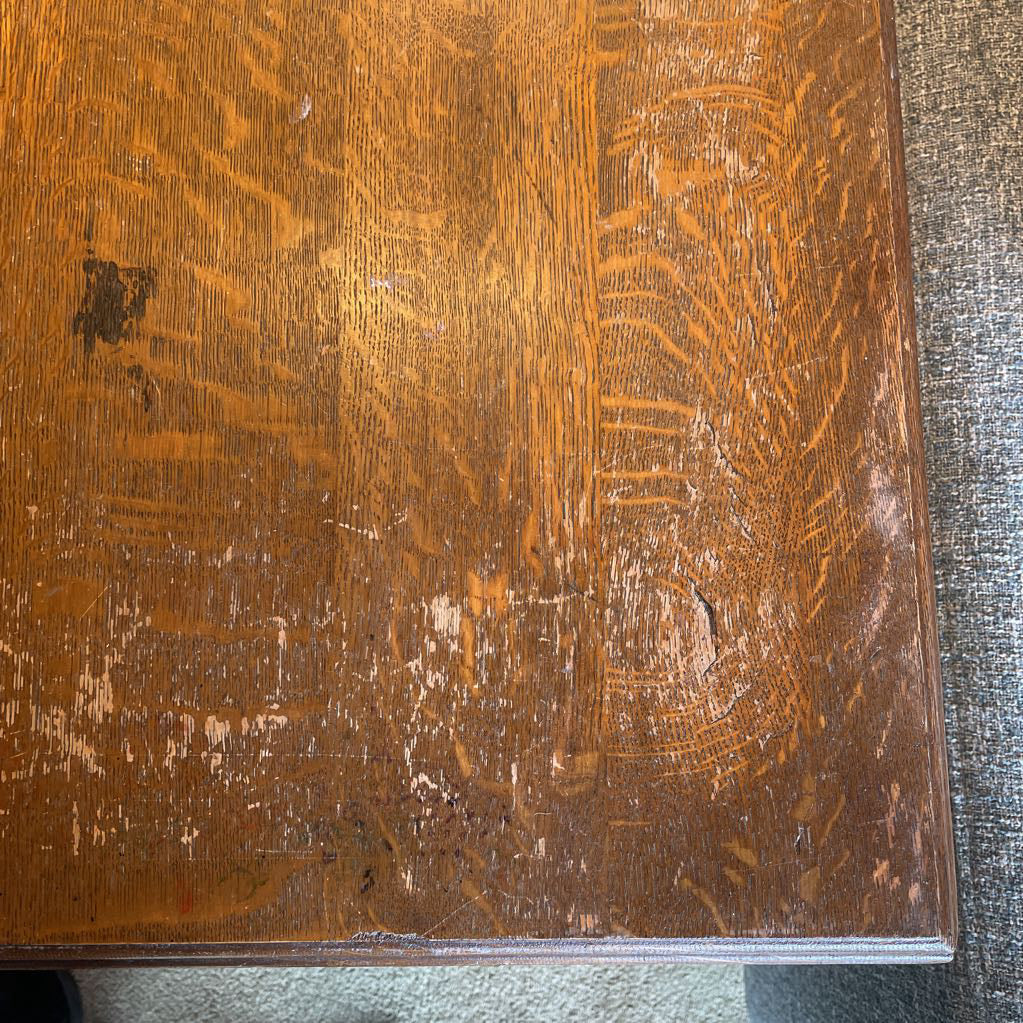 Carved 4 Leg Oak Side Table