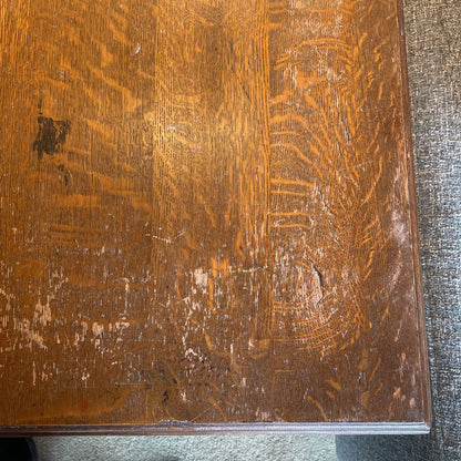 Carved 4 Leg Oak Side Table