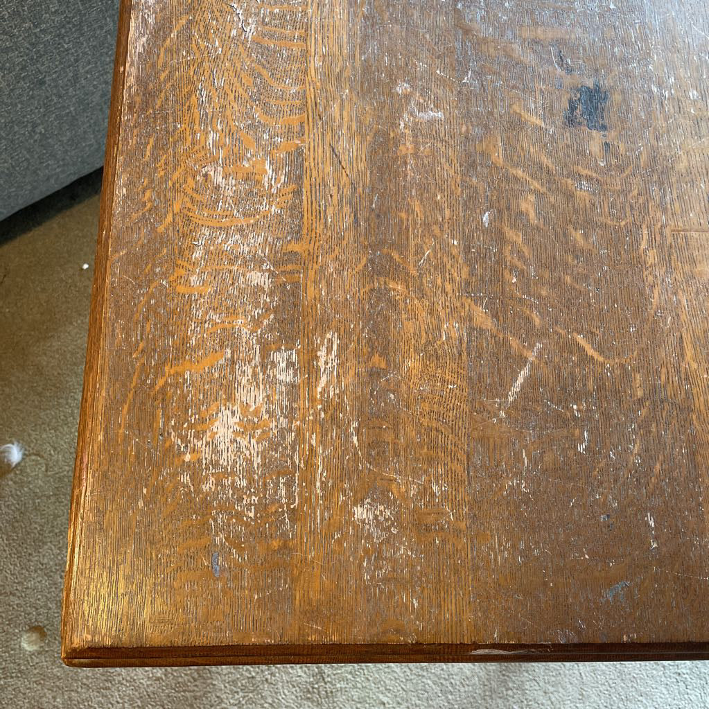 Carved 4 Leg Oak Side Table